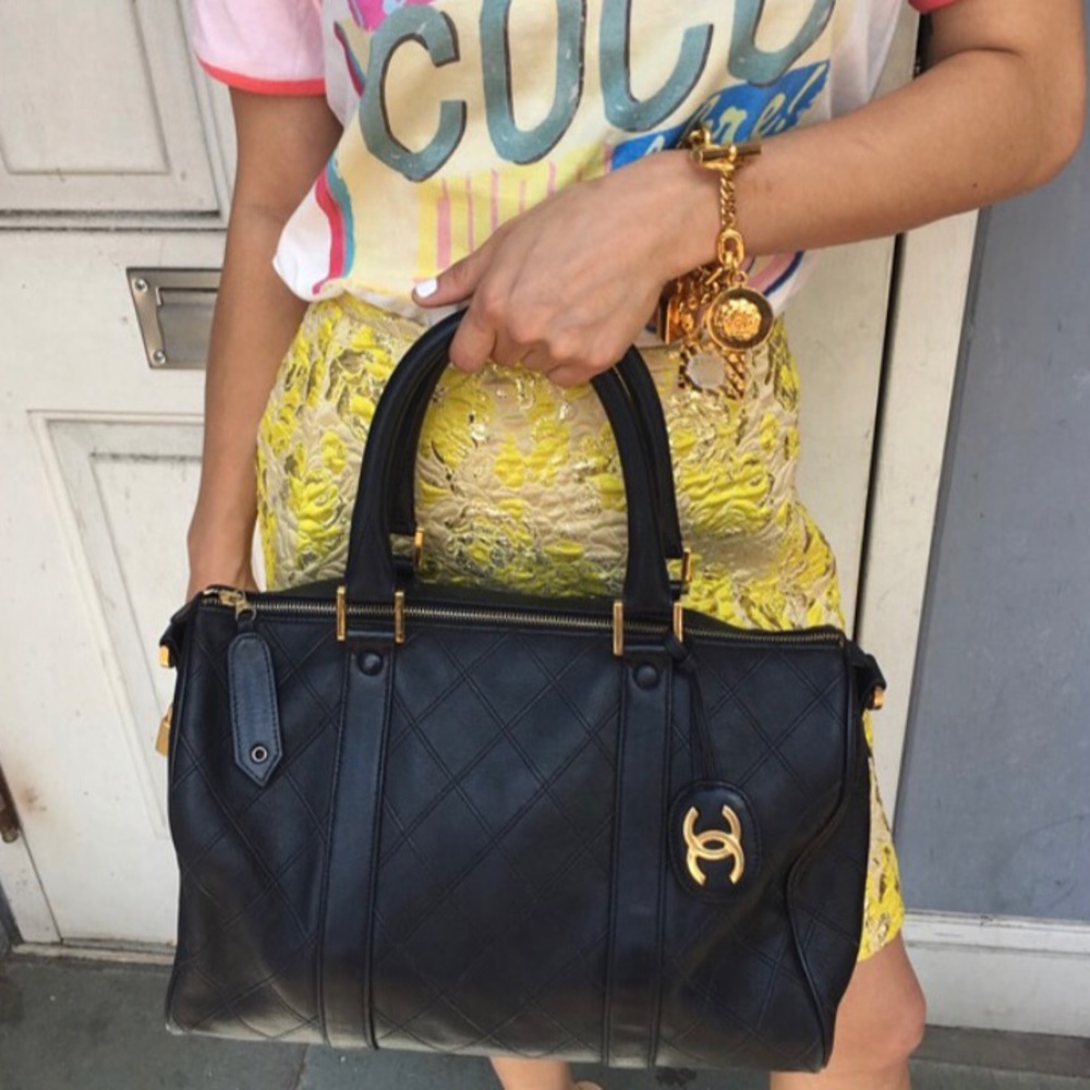 Chanel Vintage Quilted Lambskin Boston Bag - Picture 2 of 8